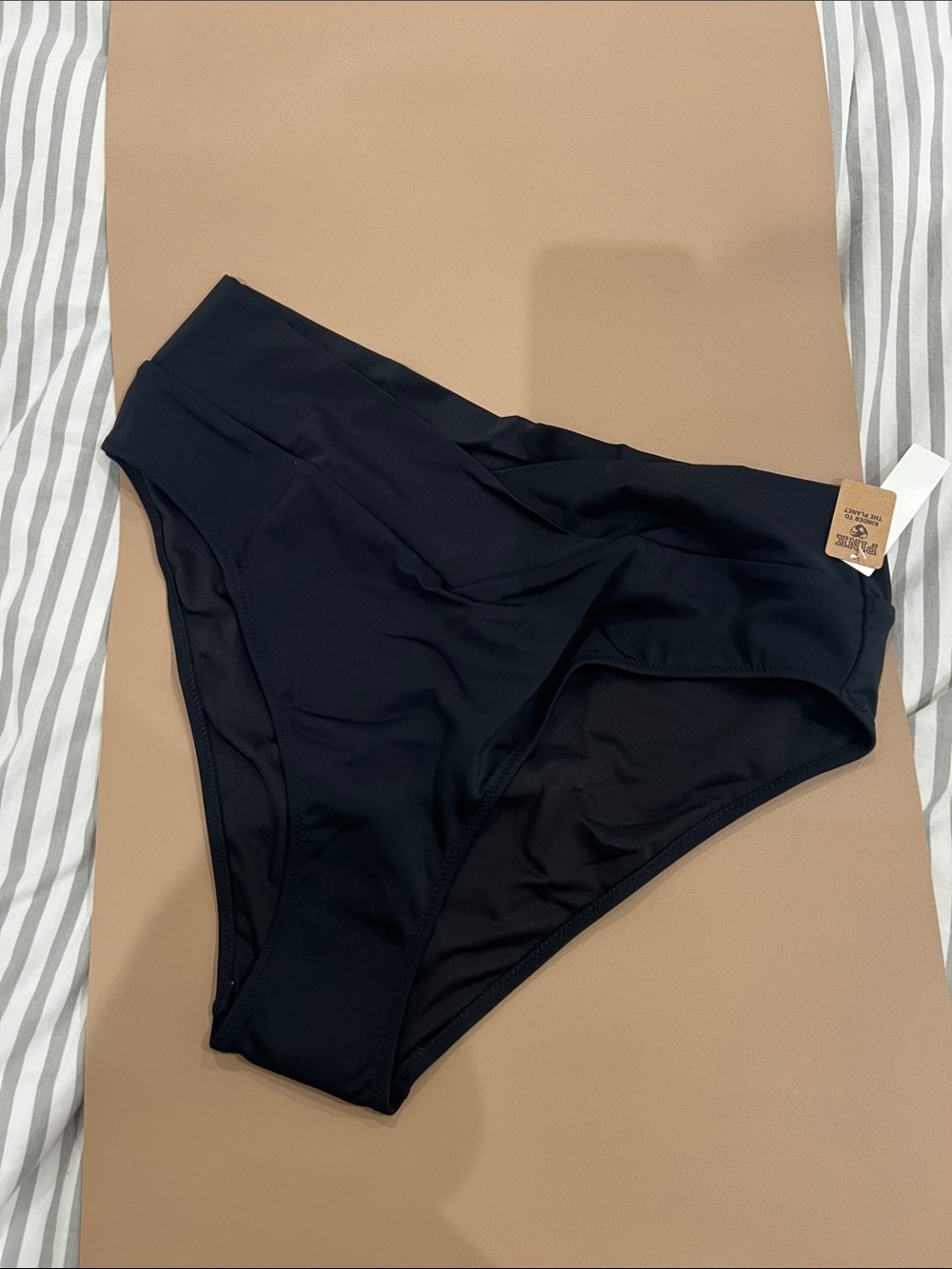PINK Victoria's Secret Solid Black High-Waist Bikini Bottoms